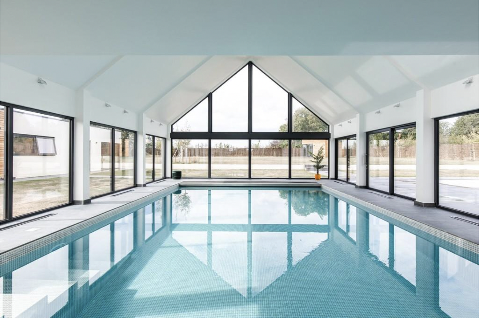 new build extension with swimming pool built by our construction company in Norfolk